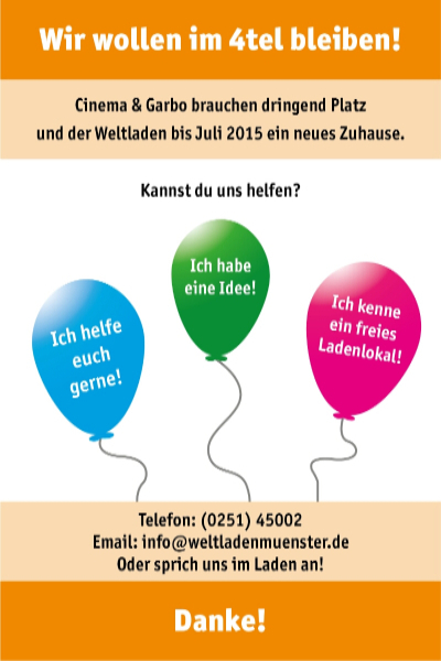 Plakat vom 4tel-Fest 2014 zur Ladensuche